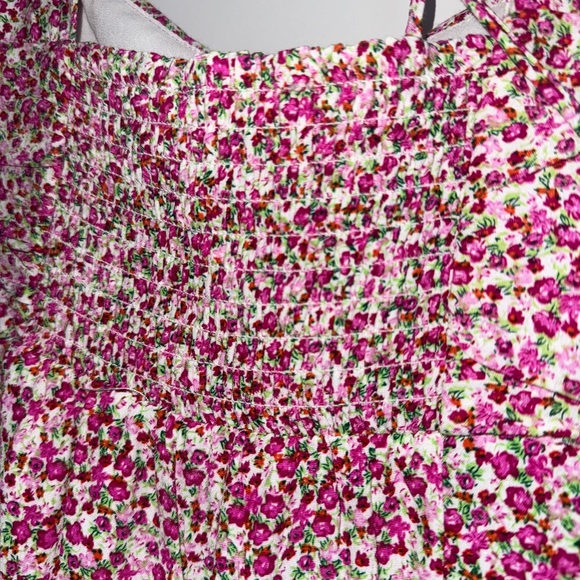 Astr Floral Print Puff Sleeve Dress Magenta Lime Ditsy XS - Picture 9 of 14